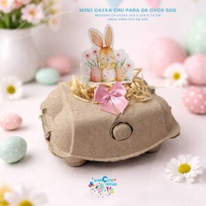 Mini Caixa Crú para 06 Ovos 50g - 06 unidade - Maricota Festas